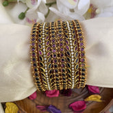 Vriksham Silk Thread Kundan Bridal Bangle Set-Maroon-G16228